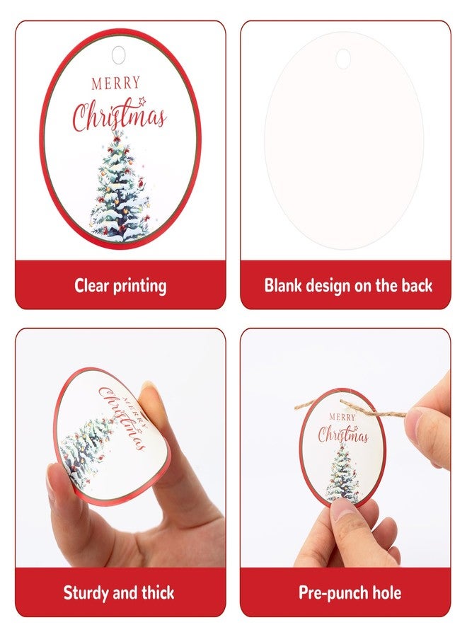 g2 بلس مجموعة G2PLUS من 100 بطاقة هدايا لعيد الميلاد، بطاقات ورقية دائرية بقطر 2 بوصة عليها صورة شجرة عيد الميلاد مع خيط، مثالية للأعمال اليدوية وتغليف الهدايا وتوزيعات حفلات عيد الميلاد. - Image 3